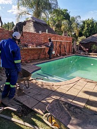 we did pool marbilete paving and buiding a wall